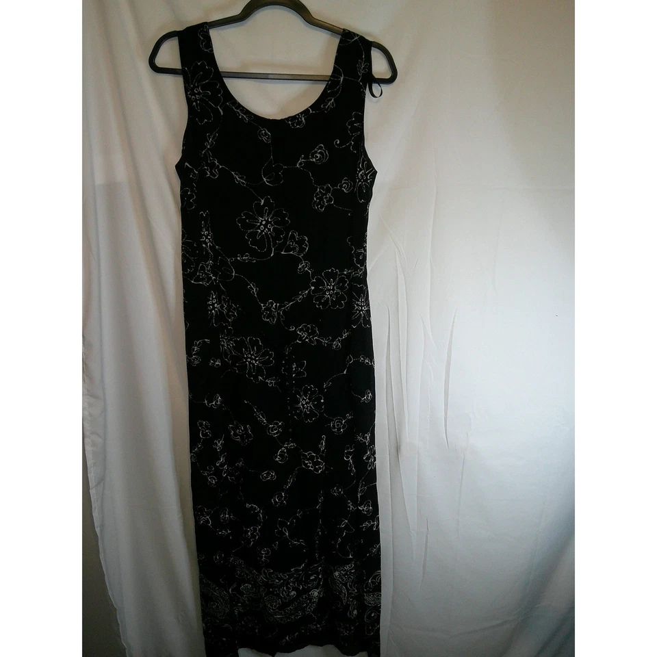 Maxi Vestido Donna Ricco New York Negro Floral Sin Mangas Para Mujer Talla 10 Foto 2 de 3