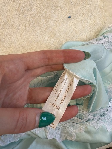 VTG Miss Elaine Pale Blue Lace Sexy Bodysuit Nightie V Neck USA Union Made NWT L - Picture 11 of 13