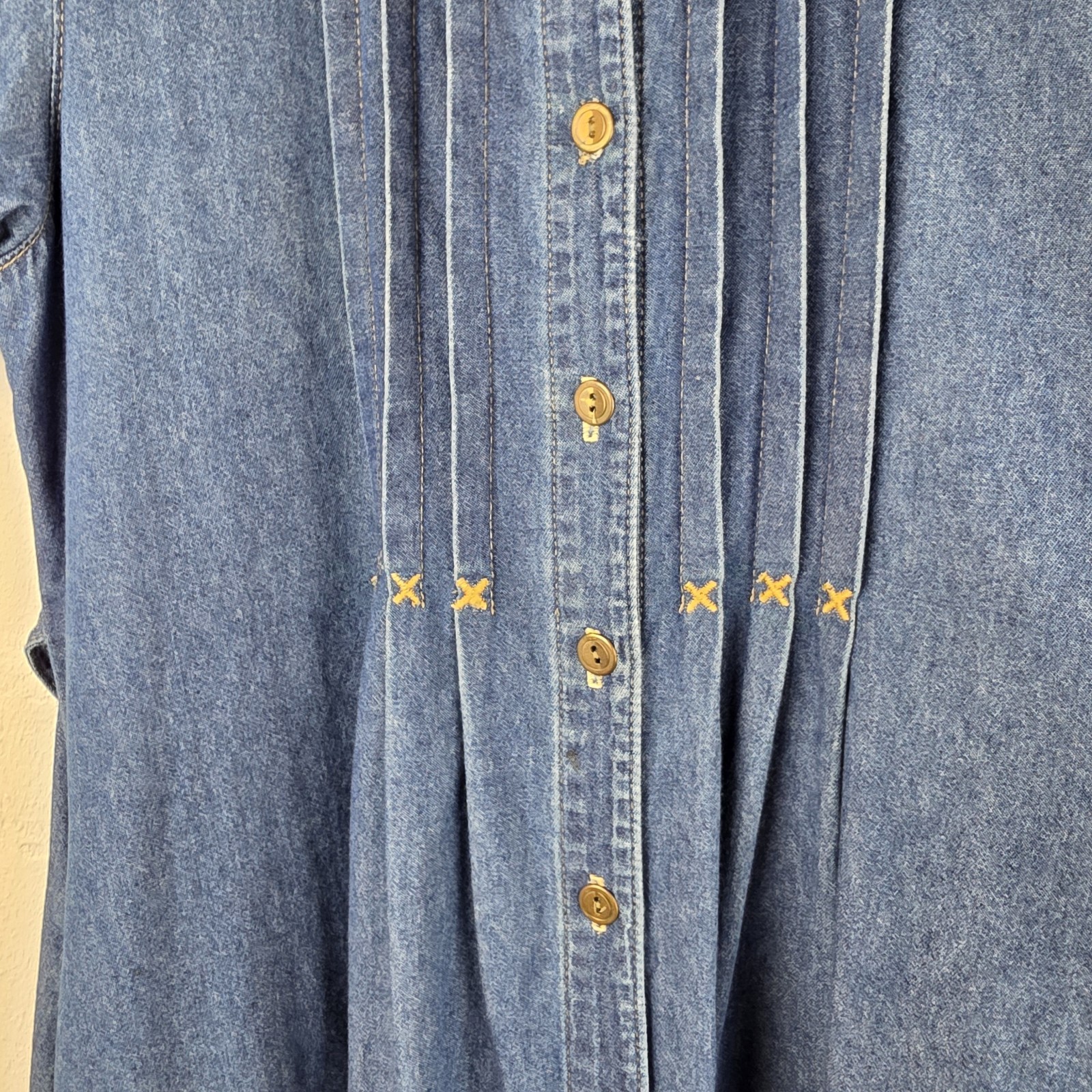 Gotcha Covered Denim Button Front Midi Dress Tie … - image 4