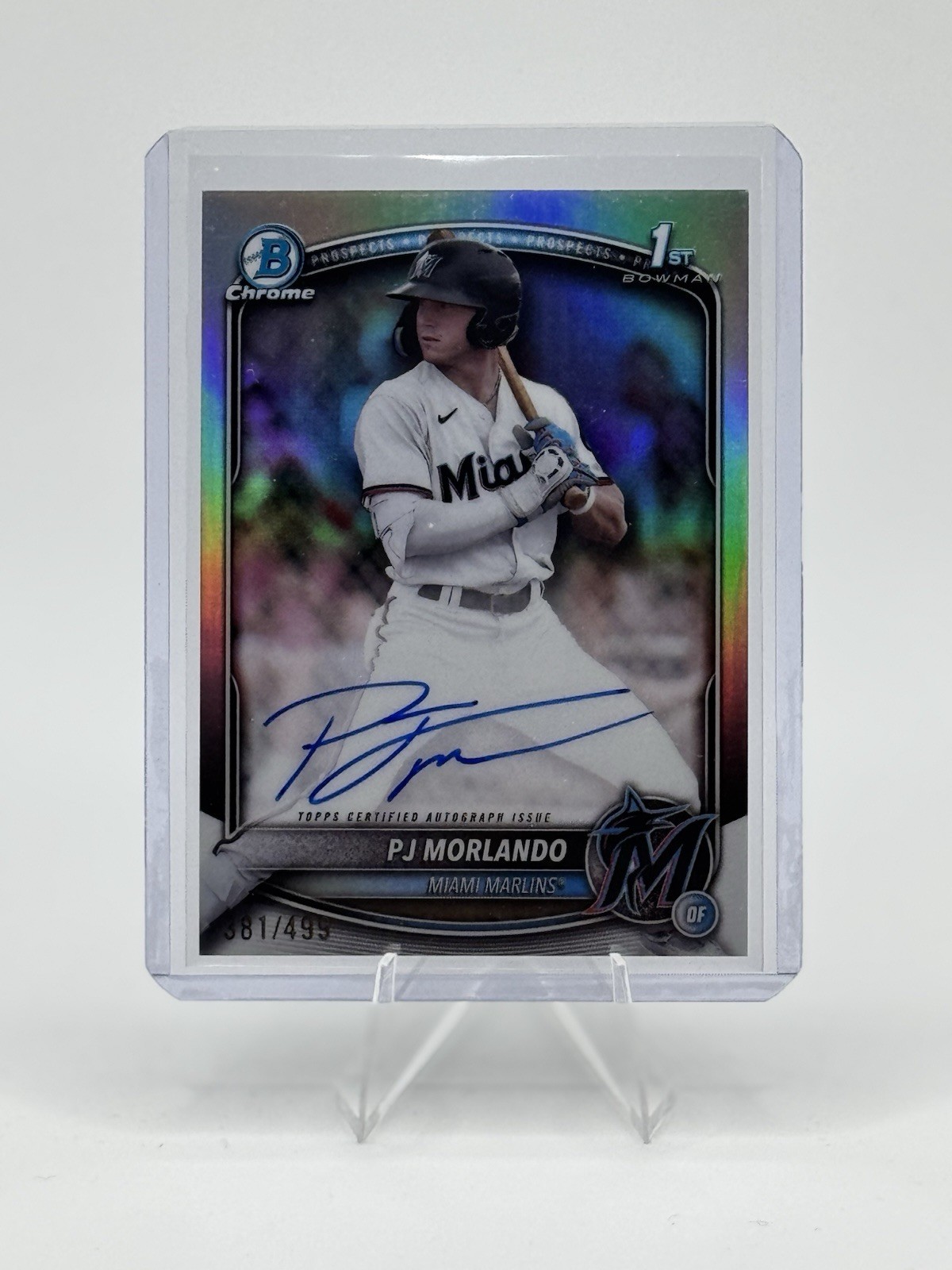 2025 Bowman Chrome #CPA-PM PJ Morlando 1st Bowman Refractor Auto /499 Marlins