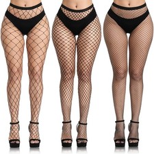 Buauty 3 pcs black fishnet stockings for women, plus size one size fit all
