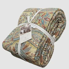 Levtex Home Beige Kasey Damask Reversible 3-Pc. Quilt Set Size King.