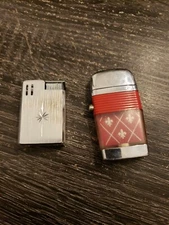 Lot Of 2 Vtg JJJ Butane Prima Lighter With UV-Lighter By Scripto Art Deco