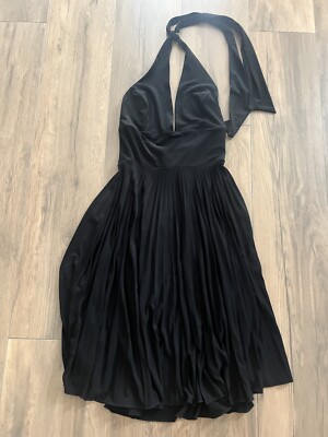 Max and Cleo Pleated Halter Cocktail XS Dress MSRP $118 Black Marilyn  Monroe | eBay