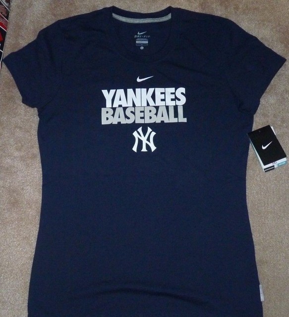 NEW NIKE MLB NY New York Yankees T Shirt Women Ladies L Large Dri Fit NEW NWT | eBay