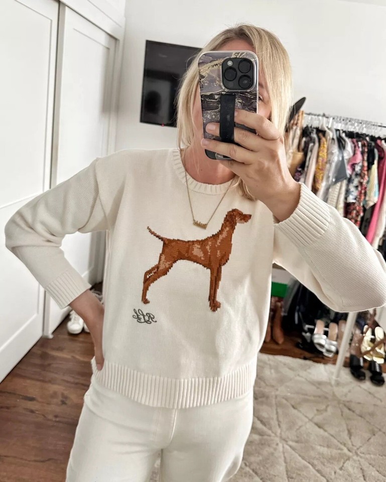 Lauren Ralph Lauren Dog Jumper IntarsiaKnit Vizsla Cotton Cream Size M Medium eBay