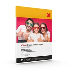 PHOTO PAPER KODAK Photo Paper Gloss 8.5 X 11 SNAPSHOT 25 count, 48lb. 180 g/m 2