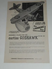 LINDBERG CURTISS GOSHAWK Model No. 535 Instruction Sheet & Parts List ONLY 1956