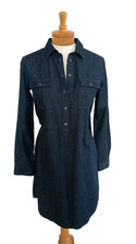 Ann Taylor The Loft Small Petite Button Blue Denim Dress