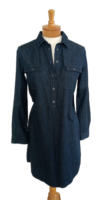 Ann Taylor The Loft Small Petite Button Blue Denim Dress | eBay