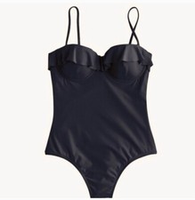 NWT JCrew 110 Ruffle Underwire One-Piece Swimsuit Size 4 BLACK G1736