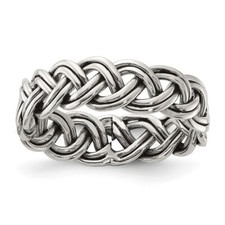 925 Sterling Silver Oxidize and Polished 6mm Braided Band Size 7