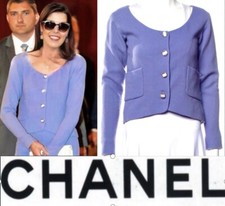 4K Mint Chanel 2012 Purple Princess Tweed Jacket 34 36 2 4 Coat Top Logo Vtg M L
