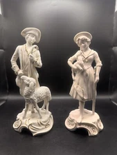 Goebel Figurine Sheppard and Maid W/ Sheep Signed by Bachmann 1974 Porcelain