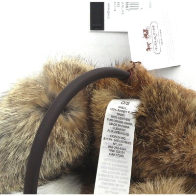 Coach Rabbit Fur Earmuffs, Winter Leather Black Band, Fur Ear Cover Rabbit Fur Earmuffs with Velvet band in Black: FurHatWorld.com main image 4