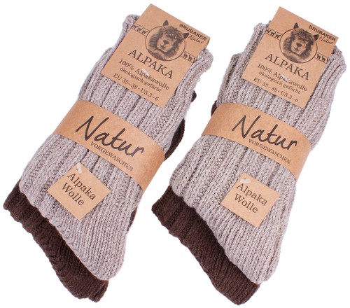 Paquete de 4 pares de calcetines de lana de alpaca BRUBAKER para hombre mujer - Imagen 3 de 79