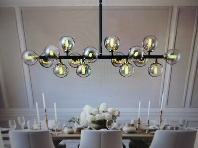 SILJOY 16-Light Black Globe Sputnik Dining Room Chandelier Mid Century Pendant
