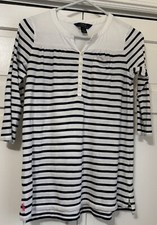 Ralph Lauren Youth Girls Blue  White Striped Tunic Top Shirt Lg 12-14