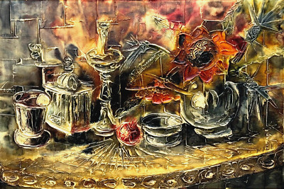 MILKO BAMBIC SIGNED OIL PAINTING ITALIAN STILL LIFE ORIGINAL 3D 24 X 36 TEXTURED