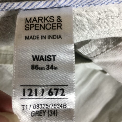 M&S Linen Trousers Pale Grey Wide Crop Drawstring Holiday Casual Beach Size 34W - Picture 15 of 16