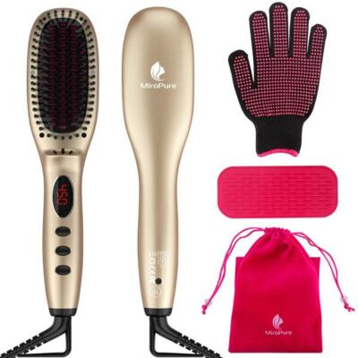 Hair Straightener Brush Ionic Generator By MiroPure, 30s Fast MCH Ceramic Even