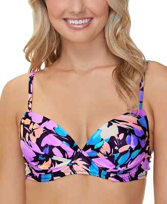 Raisins Salt + Soul Moonshadow Underwire Bra Swim Top Blue Purple Large