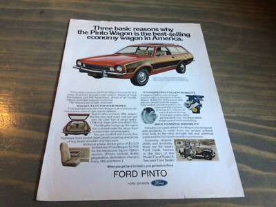 1973 Ford Pinto Wagon Squire Vintage Original Print Ad-8.5 x 11''