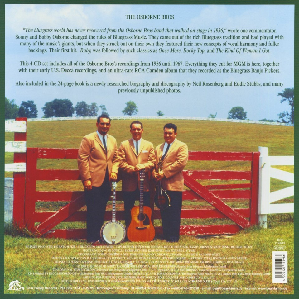 OSBORNE BROTHERS 19561968 (4CD Deluxe Box Set) Bluegrass
