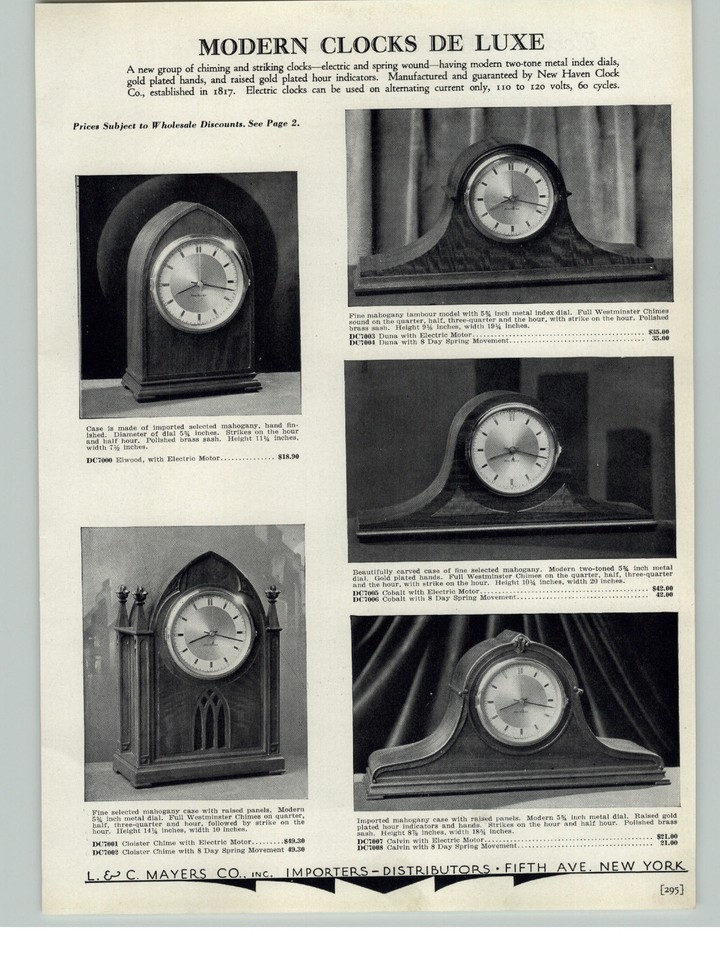1935 PAPER AD New Haven Sessions Banjo Wall Clock George Washington Mt