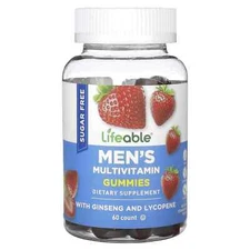2 X Lifeable, Men's Multivitamin Gummies, Natural Strawberry, Sugar Free, 60 Gum