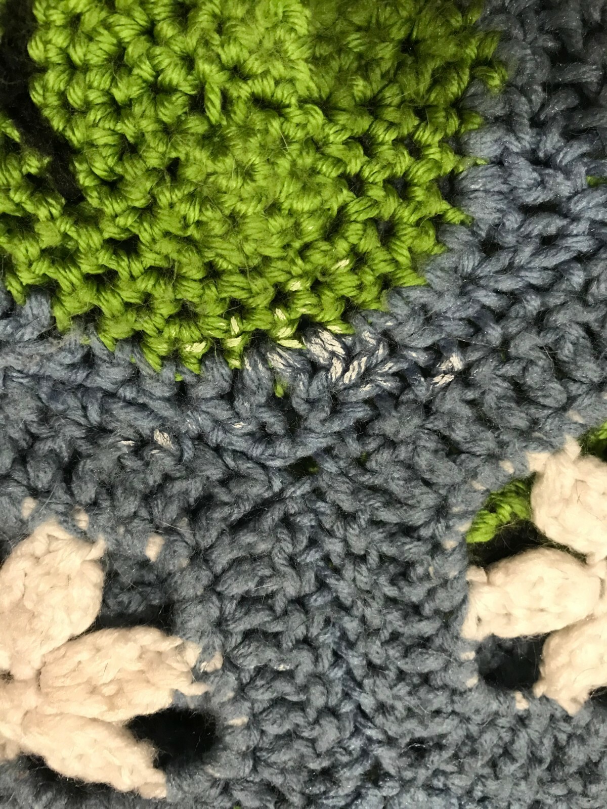 Afghan Quilt Frog Lily Pad Baby Blanket Knit Scalloped Throw Handmade