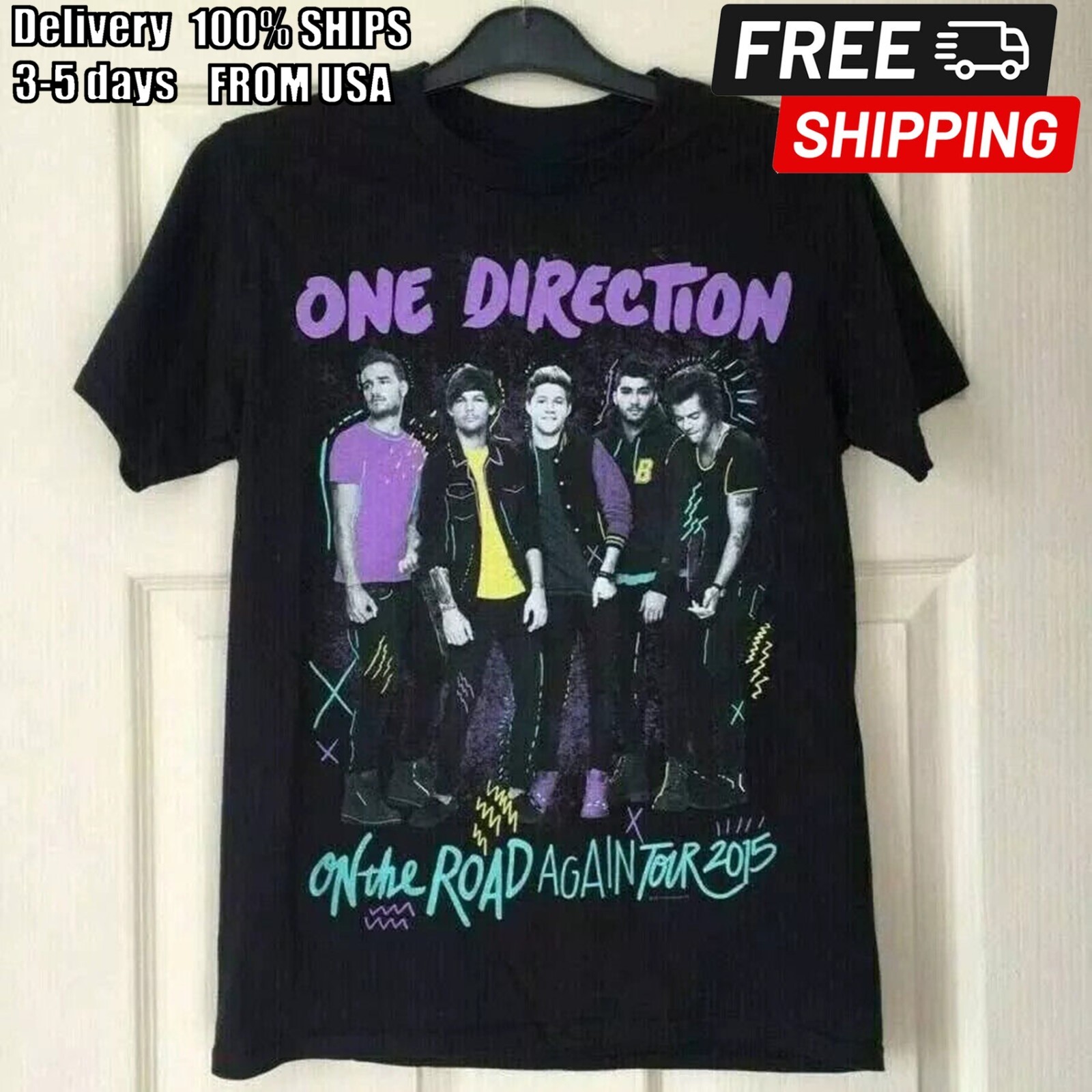 On The Road Again 2015 Tour ONE DIRECTION Shirt Black Unisex S-5XL