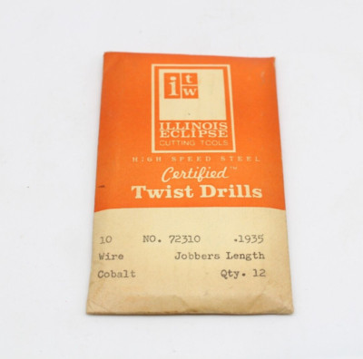 Lot of 12 ILLINOIS ECLIPSE Twist Drill Cobalt  .1935'' Jobbers Length USA