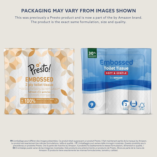 By Amazon Toilet Roll, 2Ply Embossed, Soft and Gentle, 45 Rolls 5