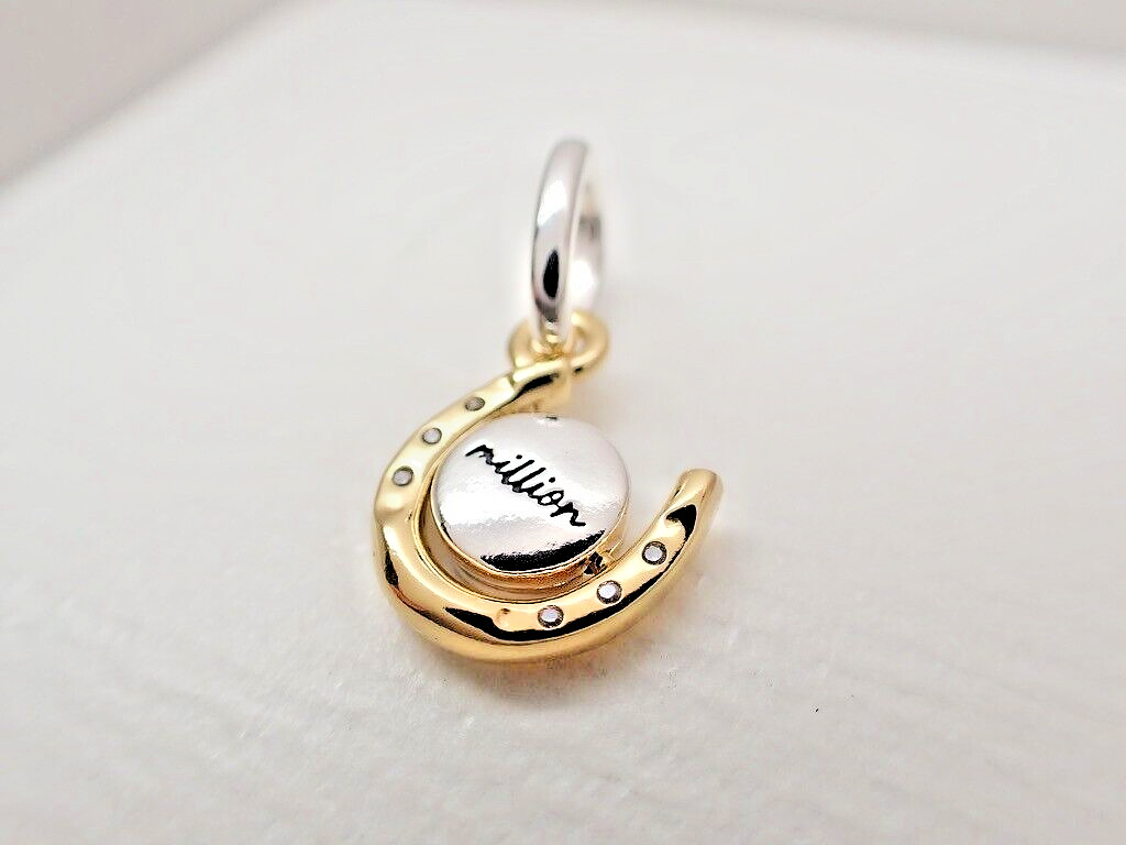 Authentic Pandora #762713C01 Two-tone Spinning Disc Horseshoe 