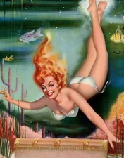 Beautiful Woman Underwater 8.5x11" Photo Print Art Frahm Bikini Clad Female Art