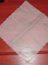 Antique lace wedding handkerchief with embroidered flower