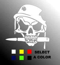 Army Skull Biting Bullet Window Decal - Select from Multiple Colors