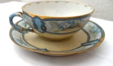 Antique Art Deco Hand Painted Limoge J. P. L. Cup & Saucer made in France