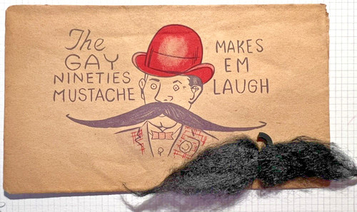 Vintage GAY 90'S MUSTACHE MAKES EM LAUGH Costume Accessory 2F