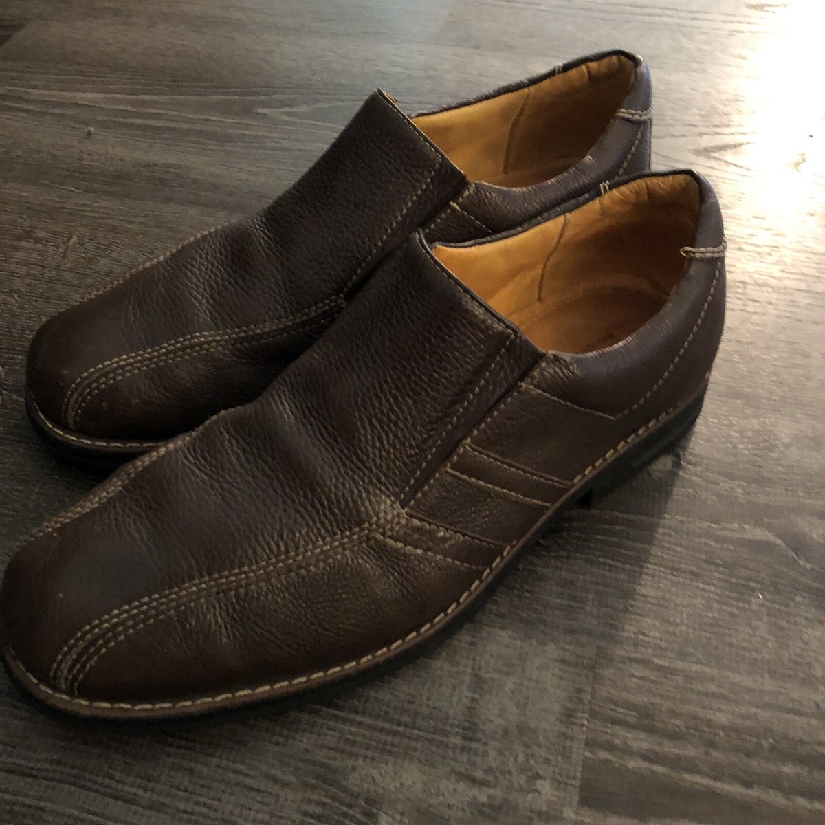 Sandro Moscoloni Slip On Brown Leather Loafer Shoe EUC Mens 