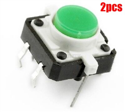 Push Button Green Dip Momentary Tact Switch Through Hole 2Pcs Led Light New I ke