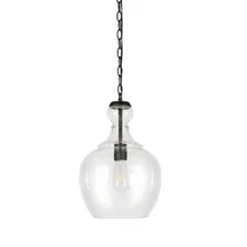 Meyer&Cross Verona 1-Light Blackened Bronze Pendant with Seeded Glass Shade