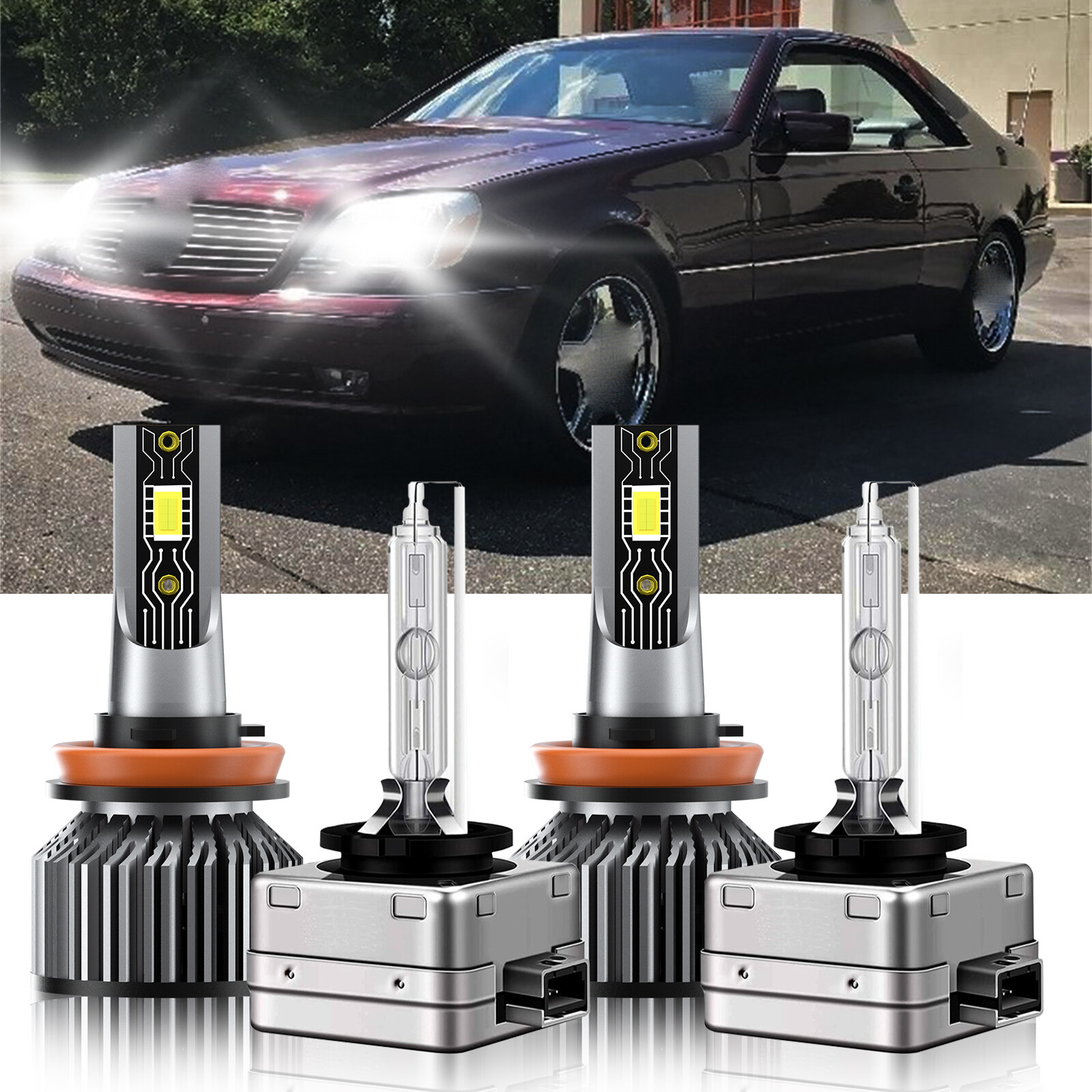 For Mercedes-Benz CL500 2011-2013 4X H11 D1S LED HID Headlight Bulb Hi Low 6500K