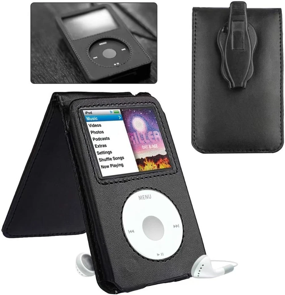 Black Leather Case Cover for Apple iPod Classic 6th 7th 80 120 160GB Video 30GB - Image 2 of 4