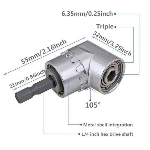Winkelschraubendreher Konverter Adapter Schwarz Ausr??stung Werkzeuge Bohrfutter - Bild 5 von 11