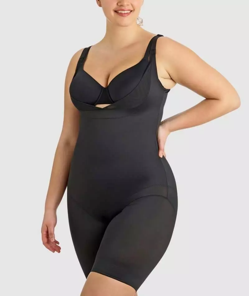 Miraclesuit Shapewear Plus Size 2X Adjustable Fit Long Leg Singlette -  Black