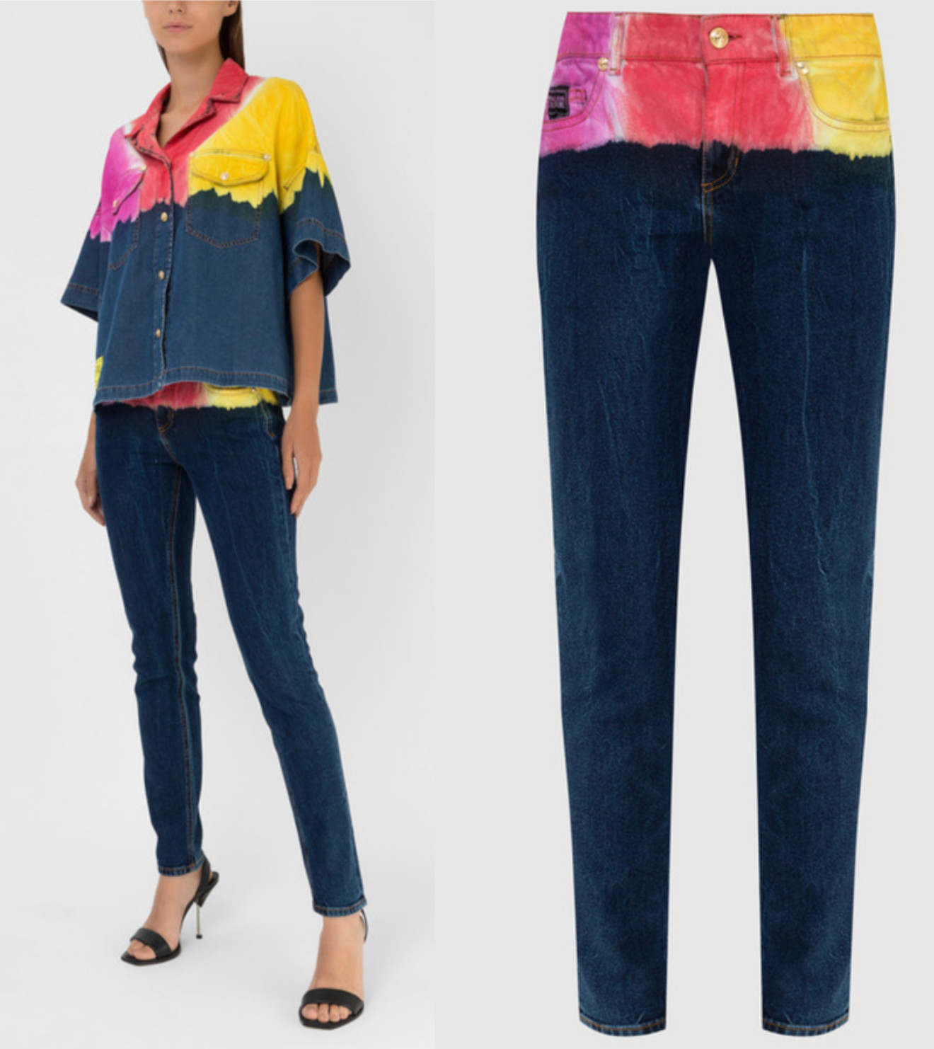 Versace Jeans Couture Tie-Dye Slim Jeans Batic Denim Pants Trousers W26