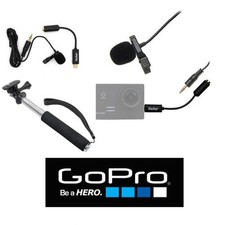 LAVALIER MICROPHONE FOR GOPRO HERO 3 HERO 4 MONOPOD GIFT FITS ALL GOPRO
