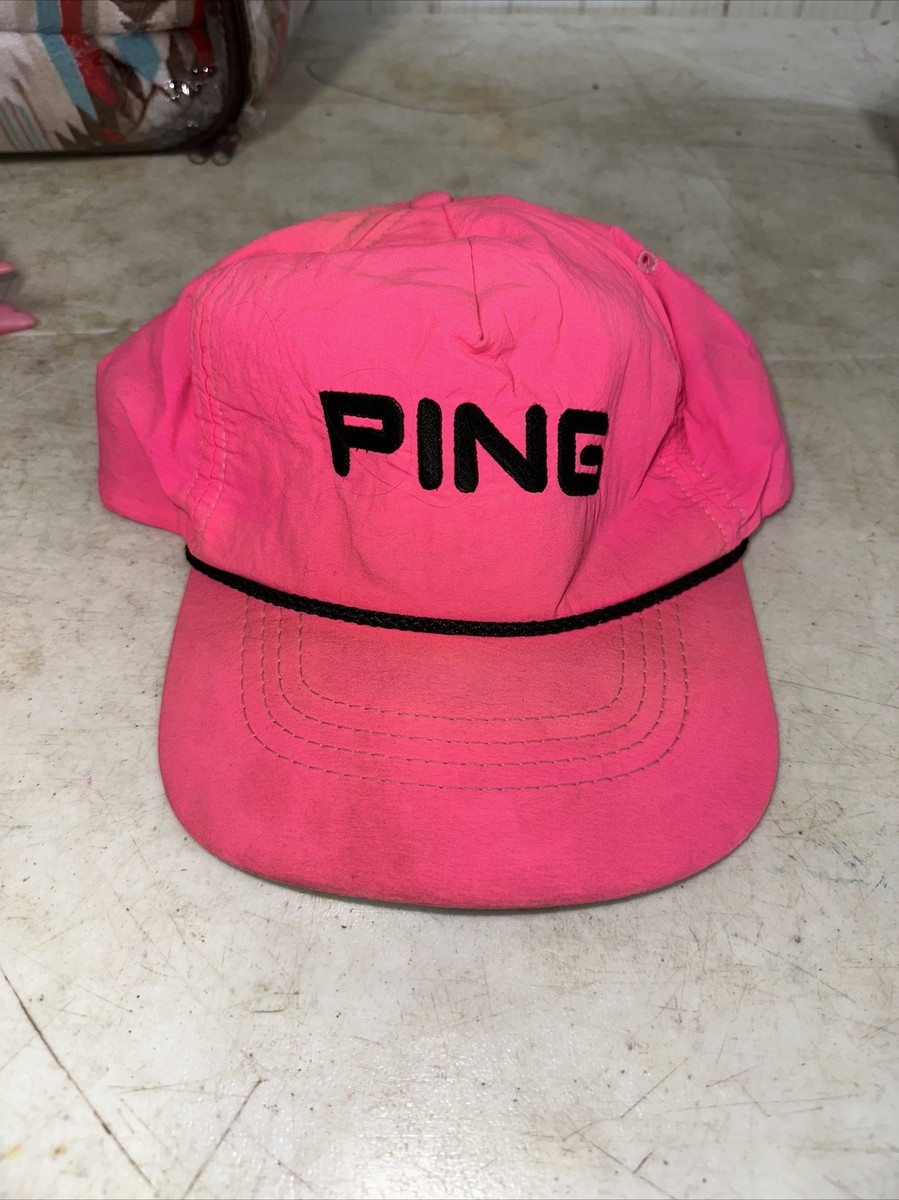Vintage 80's Ping Golf Neon Pink Hat Nylon Stapback | eBay